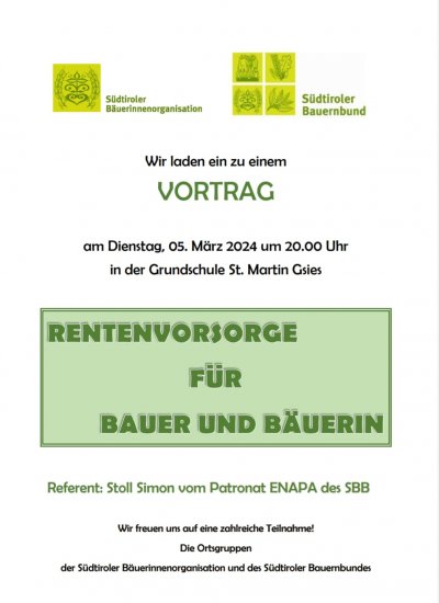 Rentenvorsorge für Bauer und Bäuerin